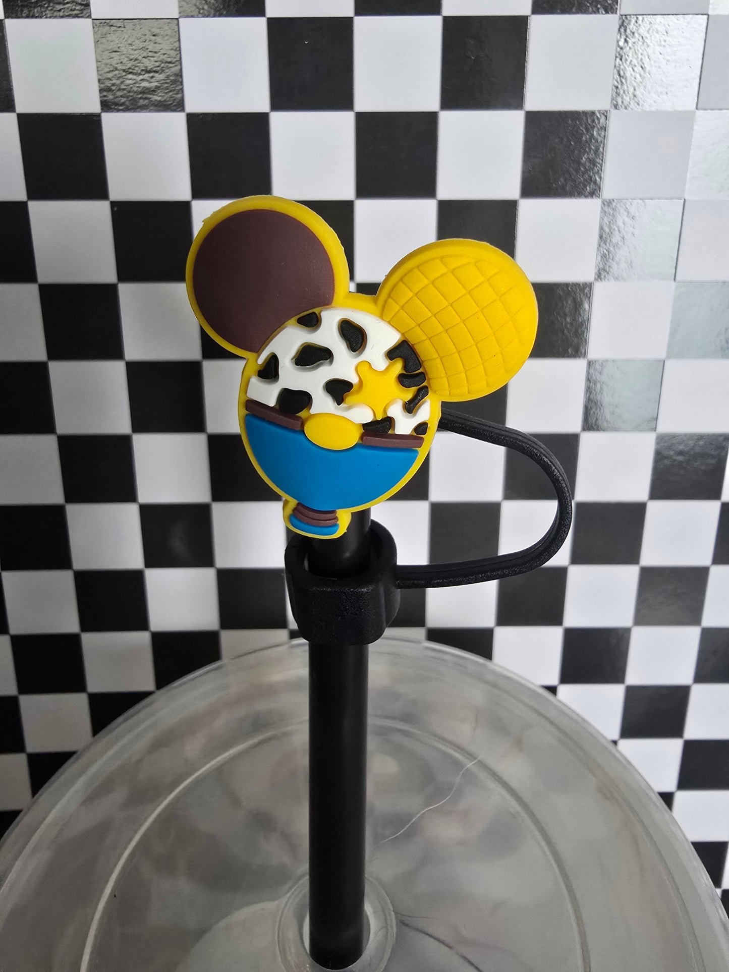 Mouse Ears Straw Topper, Woody