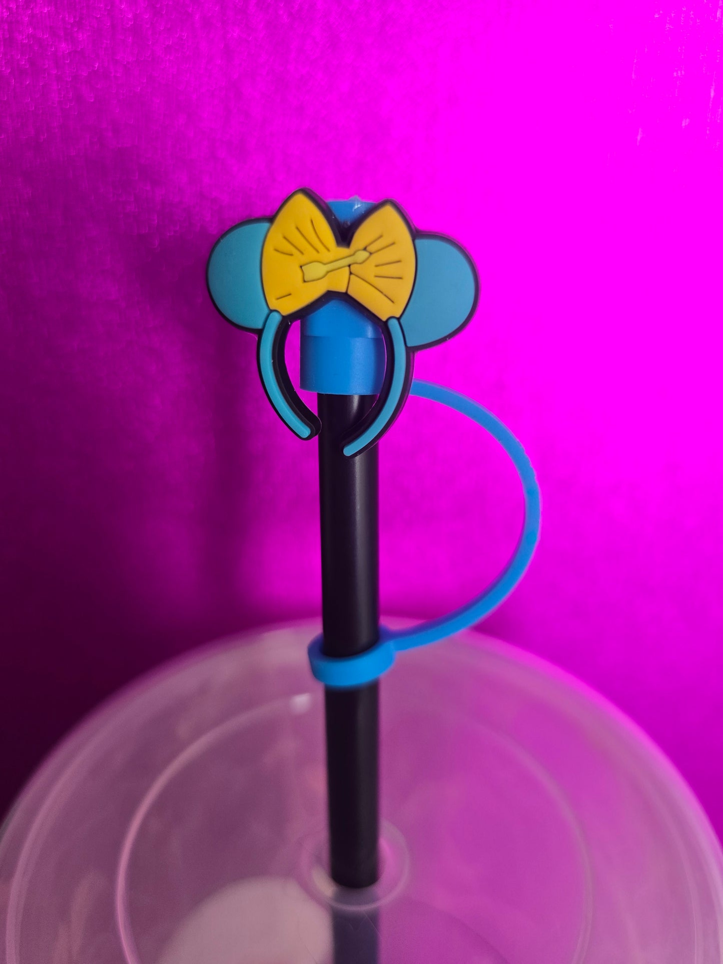 Mouse Headband Straw Topper, Blue