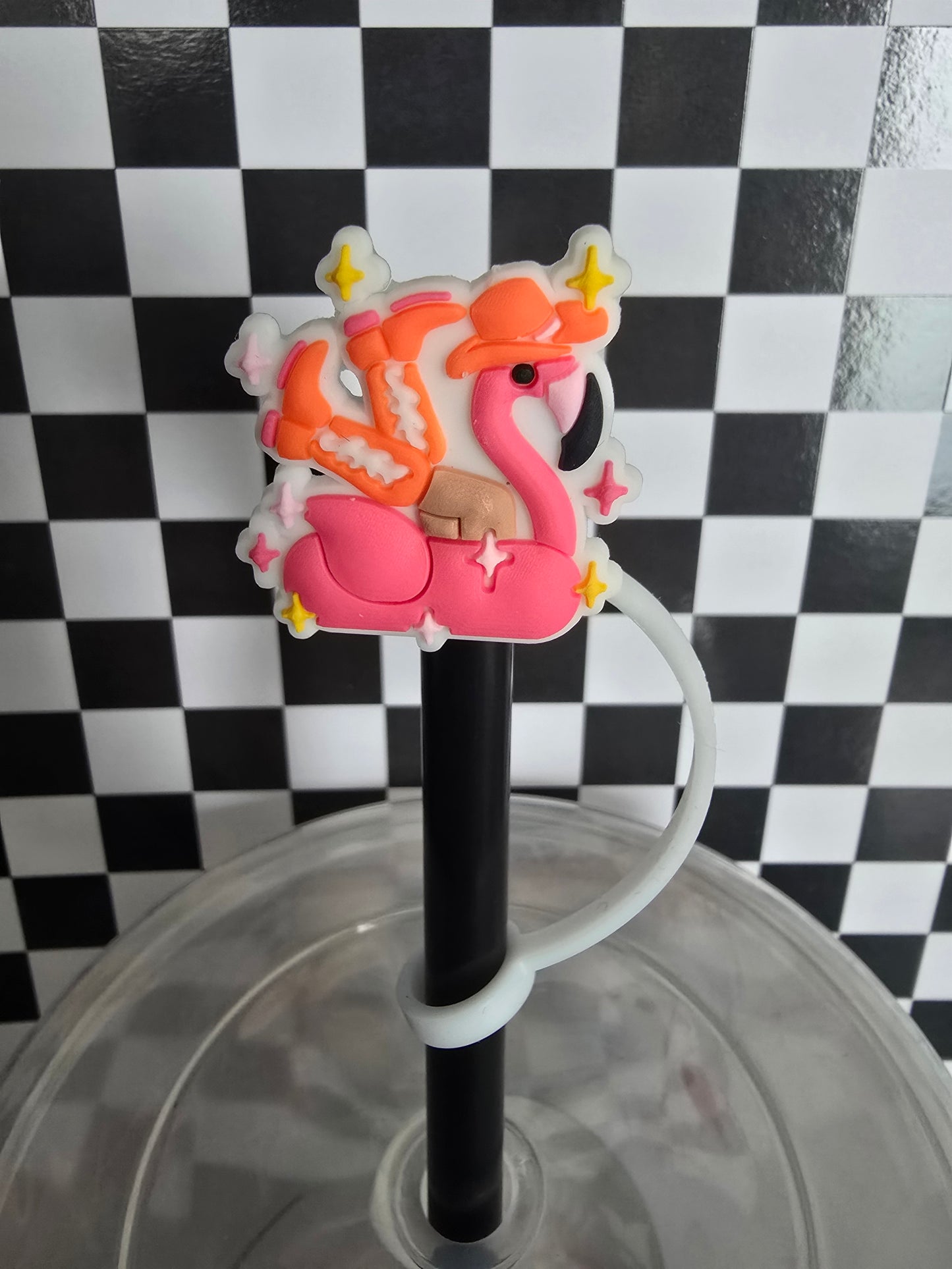 Western Flamingo Straw Topper