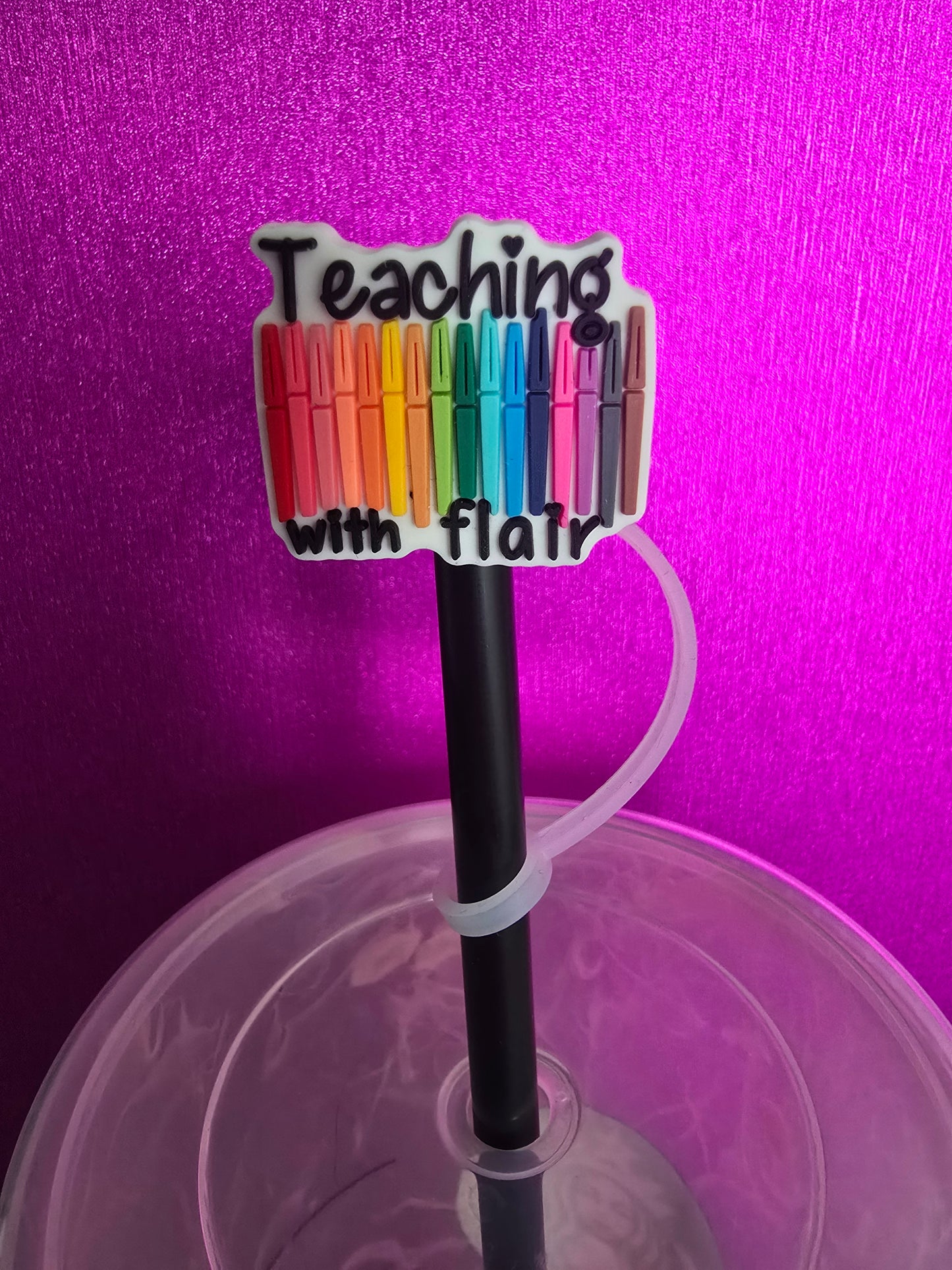 Teacher Flair Pen Straw Topper