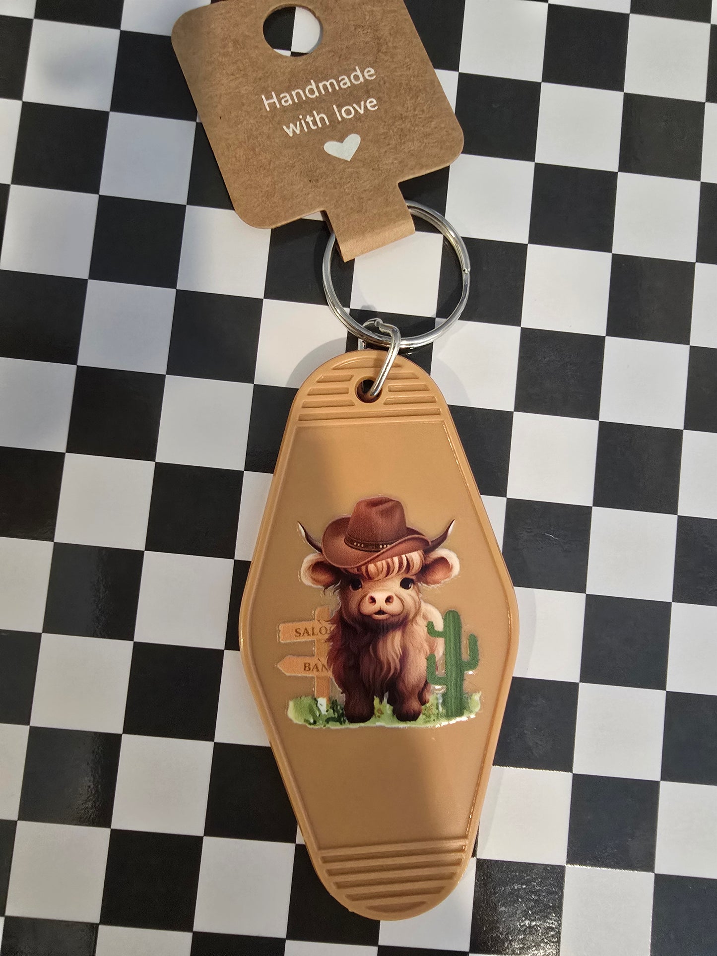 Highland Cowboy Motel Keychain, Tan