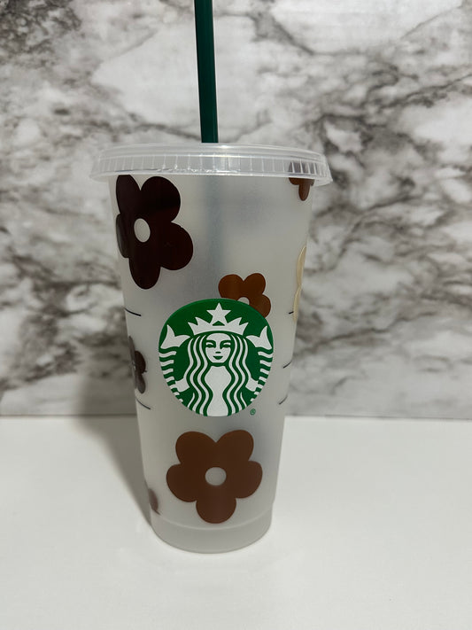 Retro Floral Cup w Straw