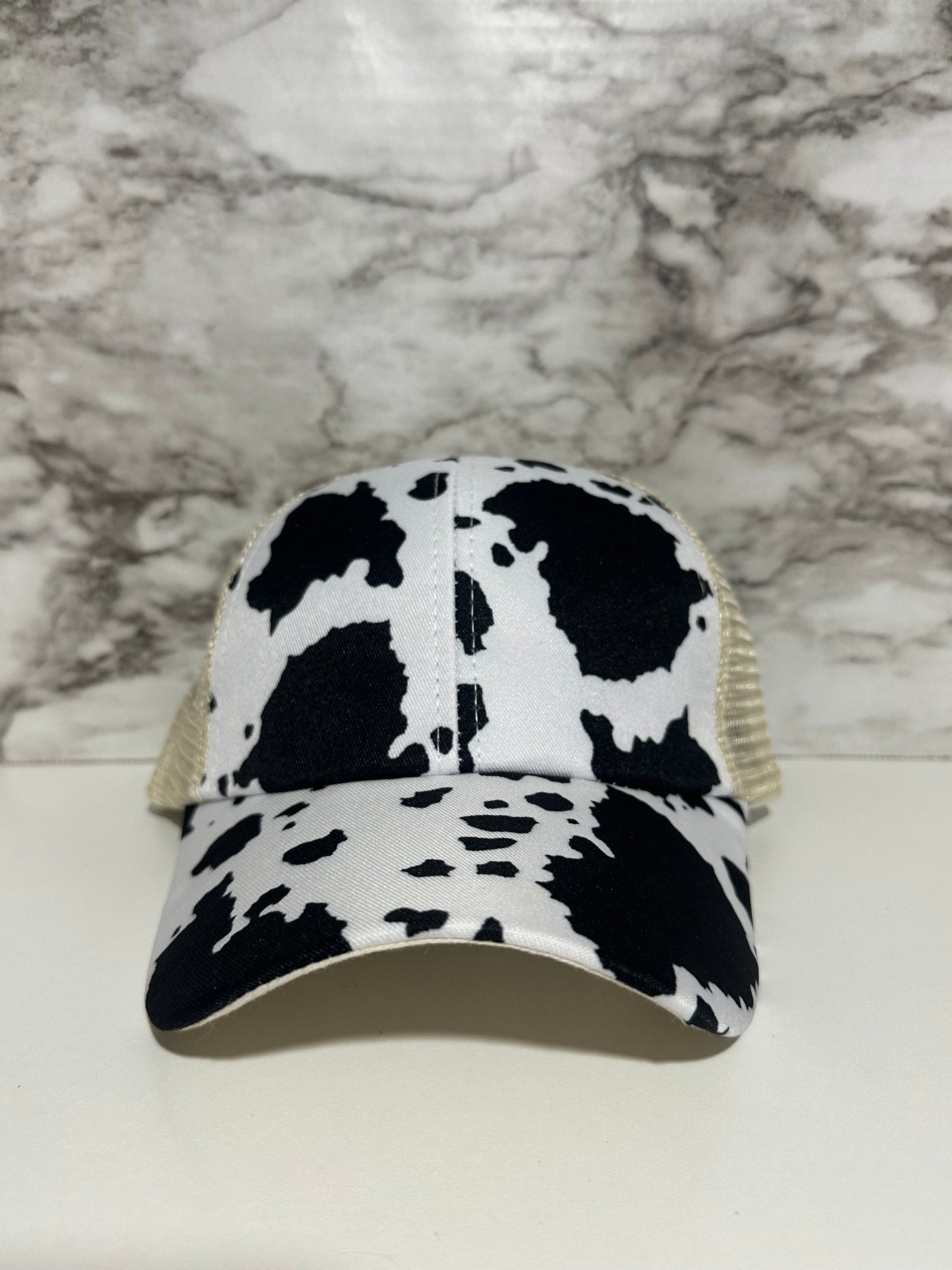 Cow Print Criss Cross Hat