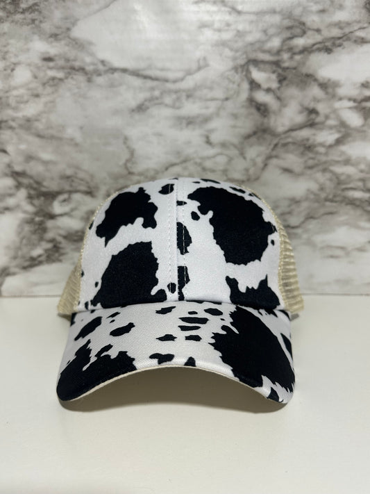 Cow Print Criss Cross Hat