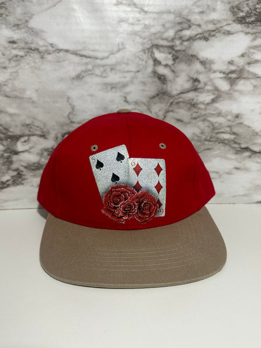 Vintage Playing Cards Hat, Red