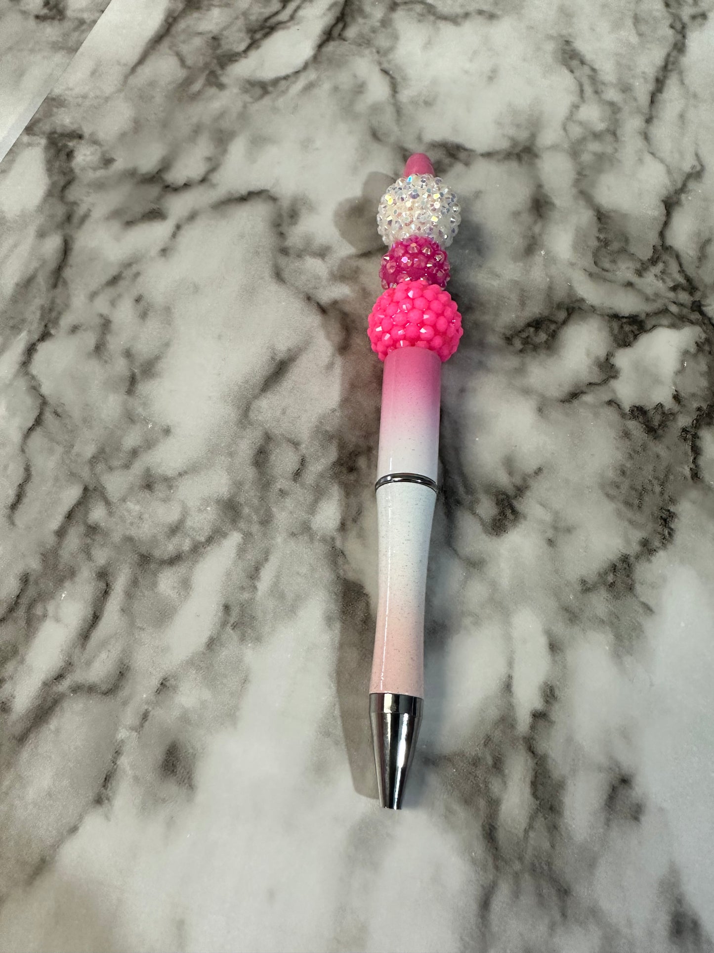 Bedazzled Pen, Pink & White