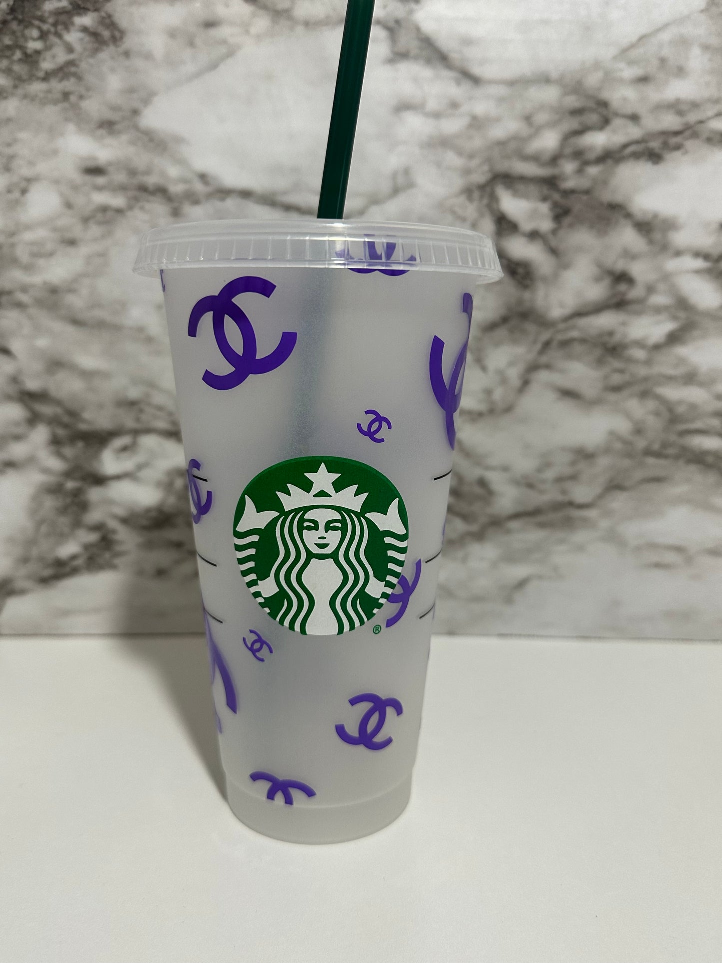 Luxury CC Cup w Straw, Purple