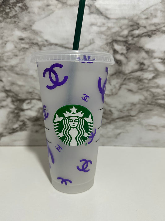 Luxury CC Cup w Straw, Purple