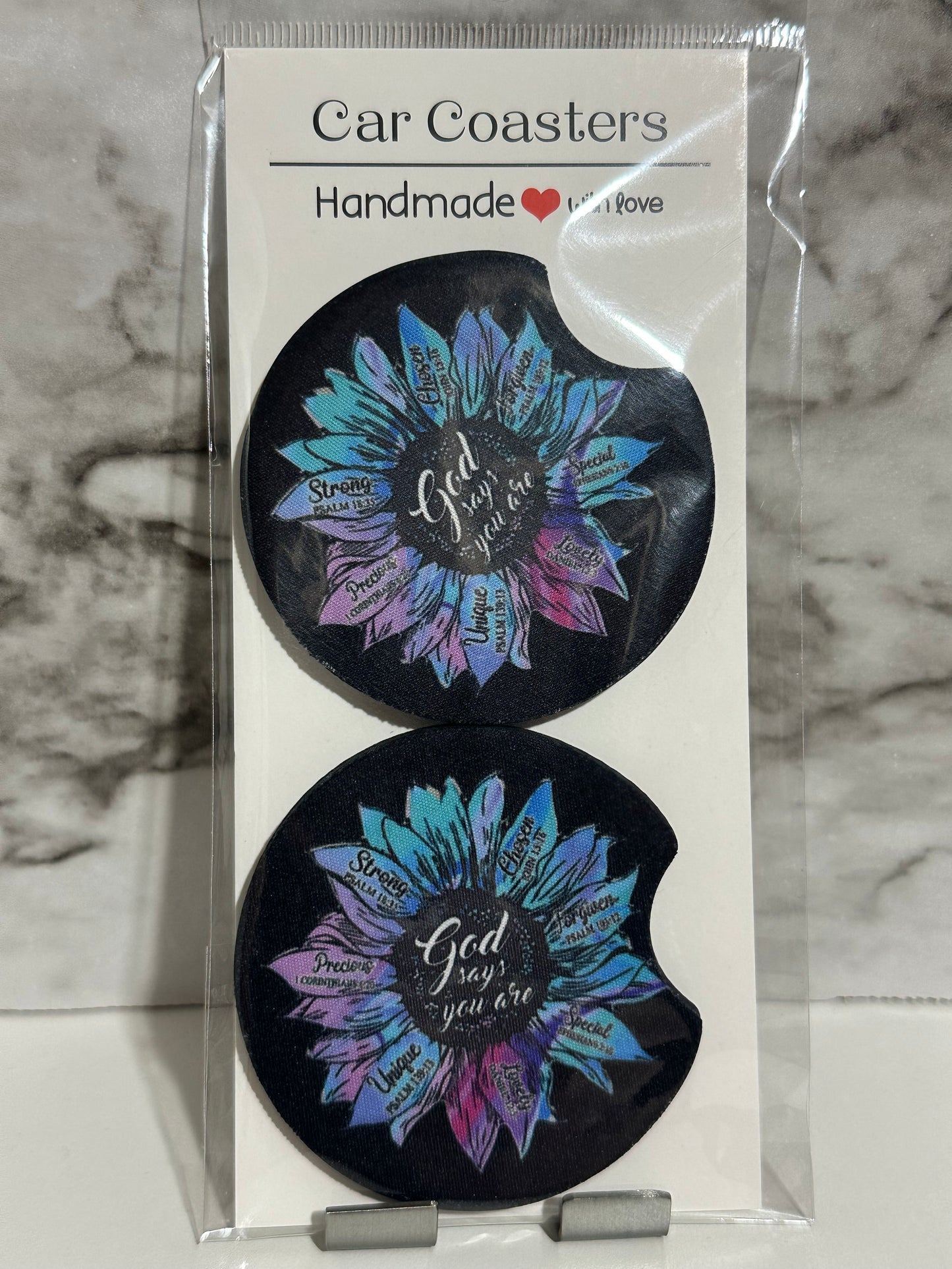 God Says Car Coasters, Floral