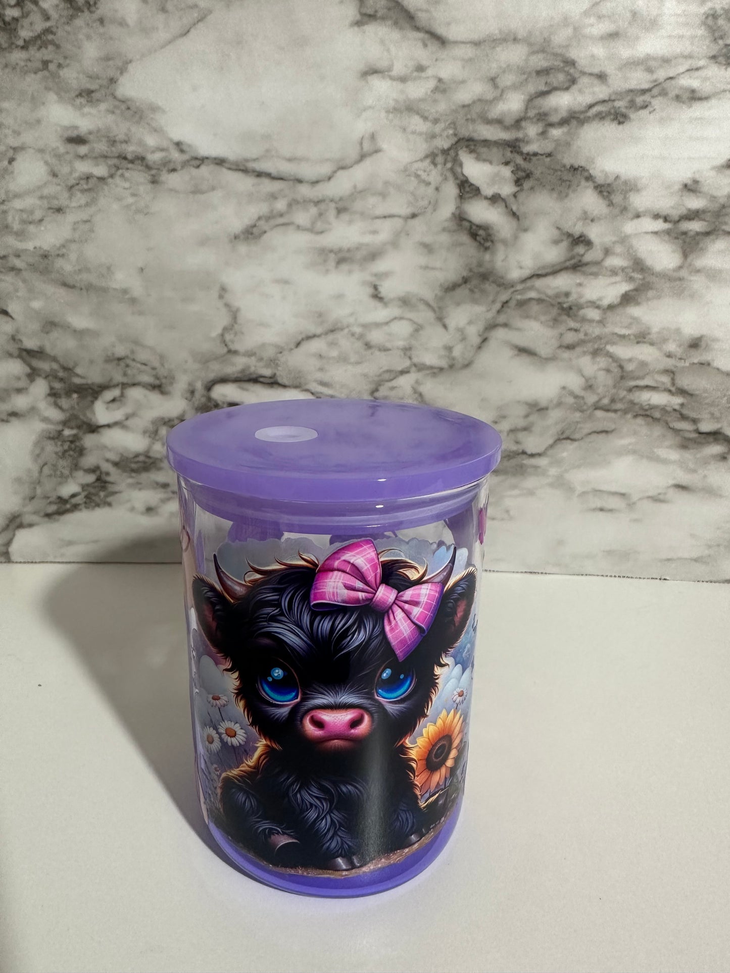 Mini Moo & Floral, Purple Mug Cup
