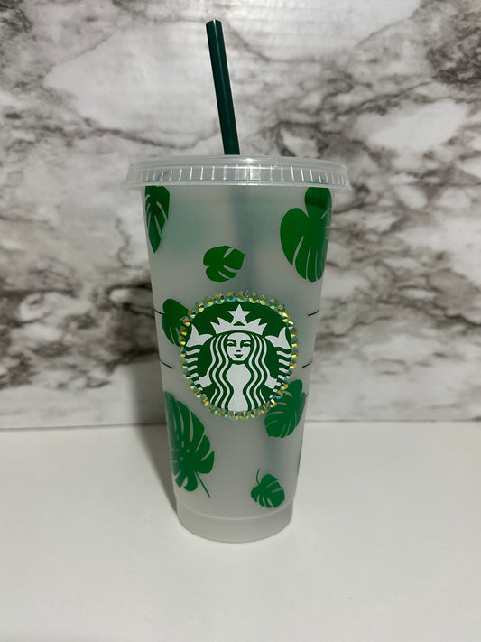 Monstera Leaf Cup w Straw