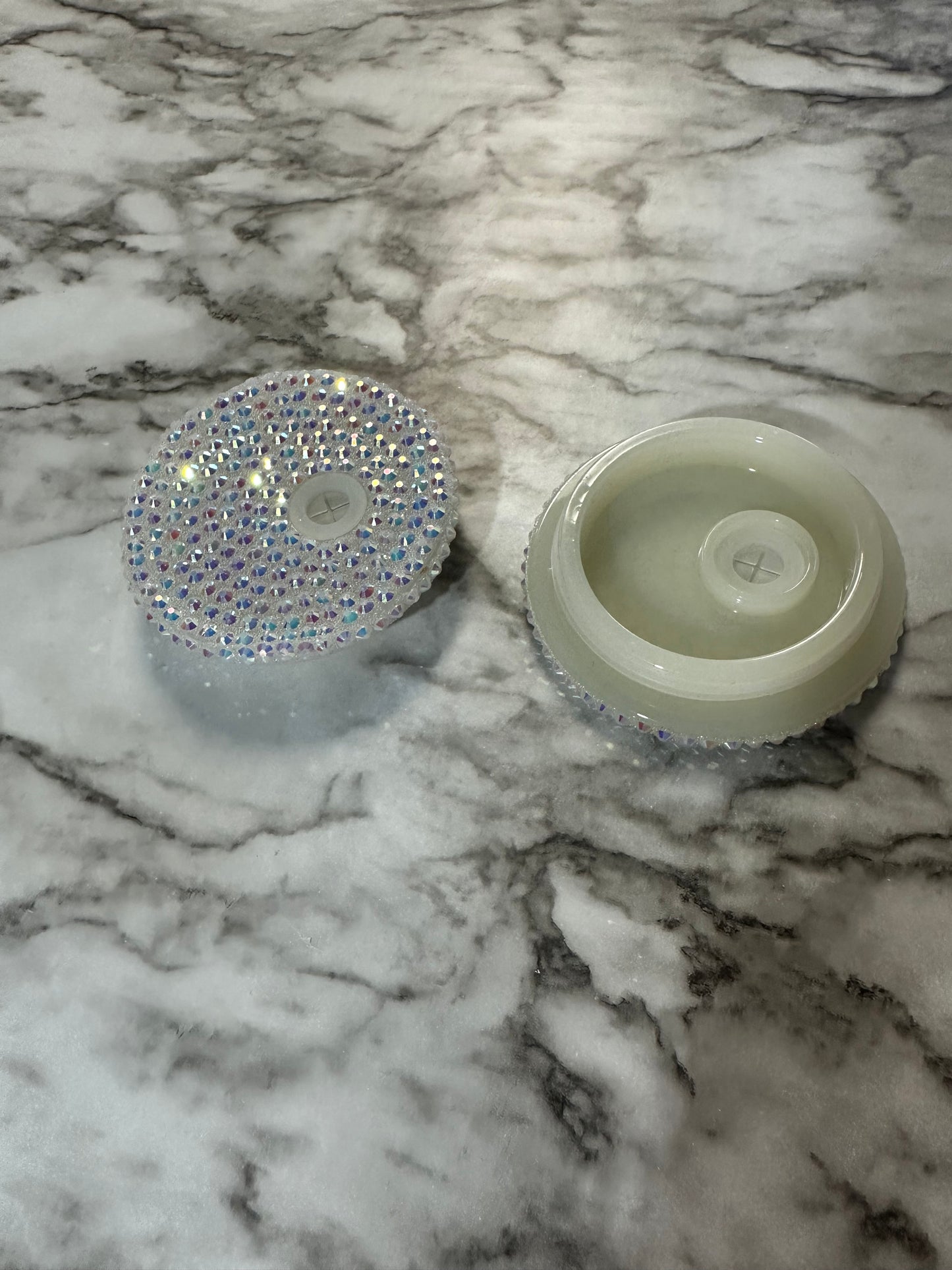 Rhinestone Libbey Lid, White