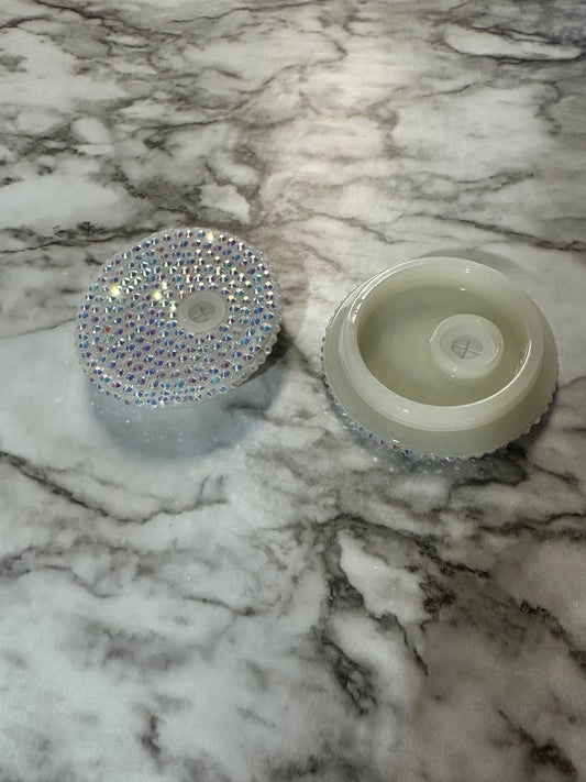 Rhinestone Libbey Lid, White