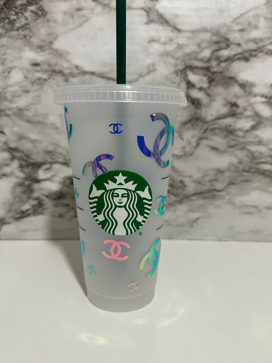 Luxury CC Cup w Straw, Iridescent