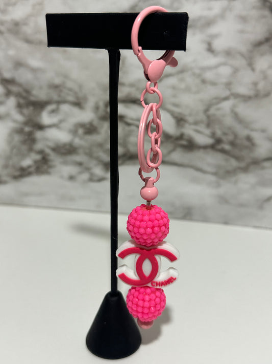 Luxury CC Keychain, Hot Pink