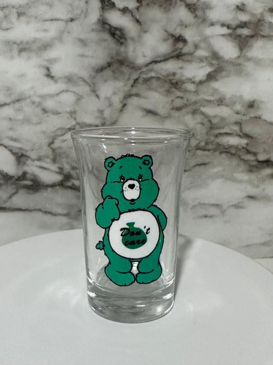 Carebear Shot Glass, Green Dont Care