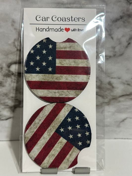 Vintage American Flag Car Coasters