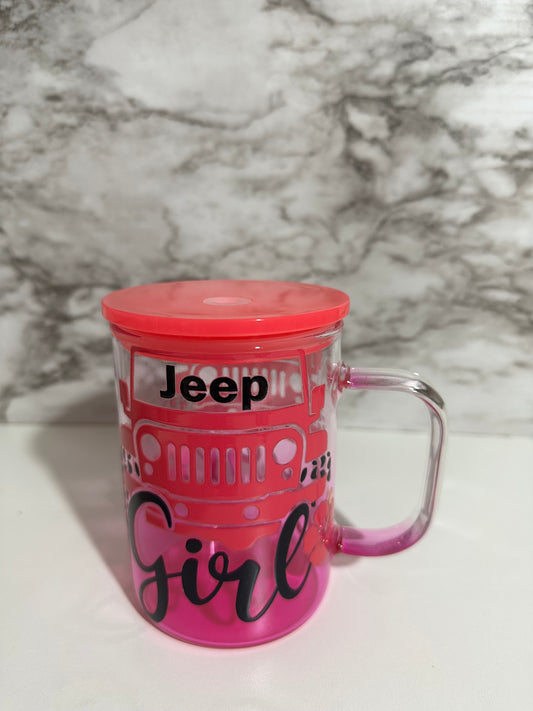 Pink Jeep Girl Mug Cup