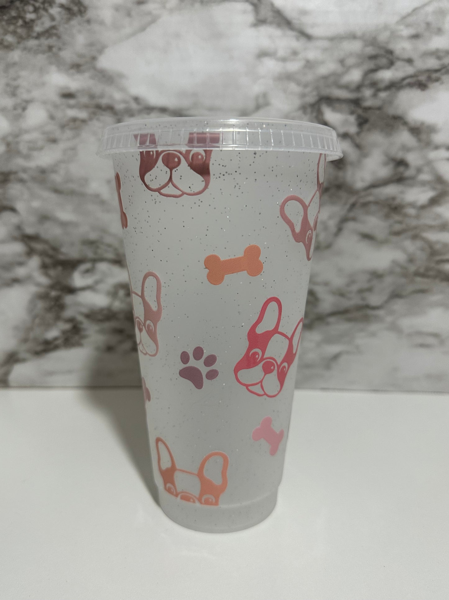 Dog Lover Cup w Straw, Frenchie