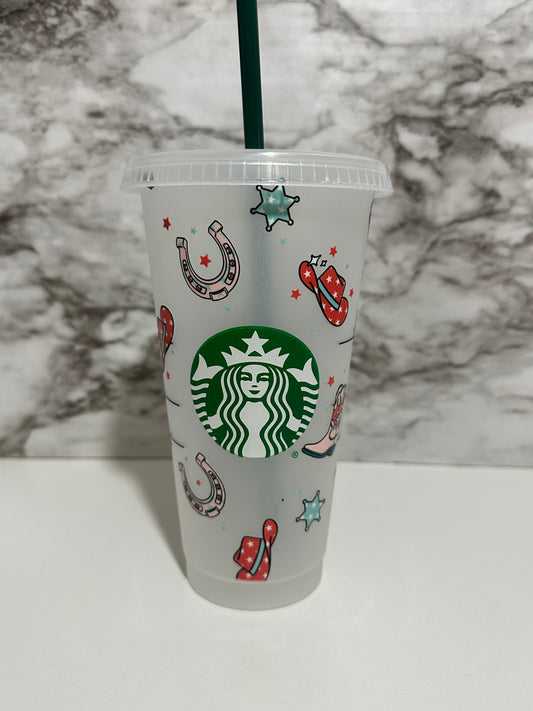Western Boots, Cup w Straw
