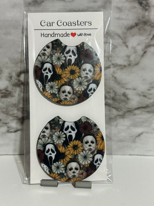 Ghosty Floral Car Coasters