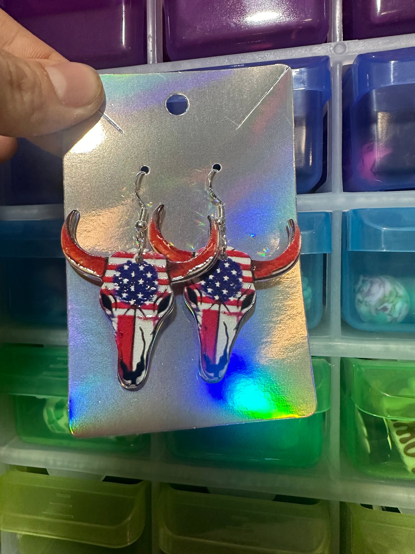 Longhorn flag earrings
