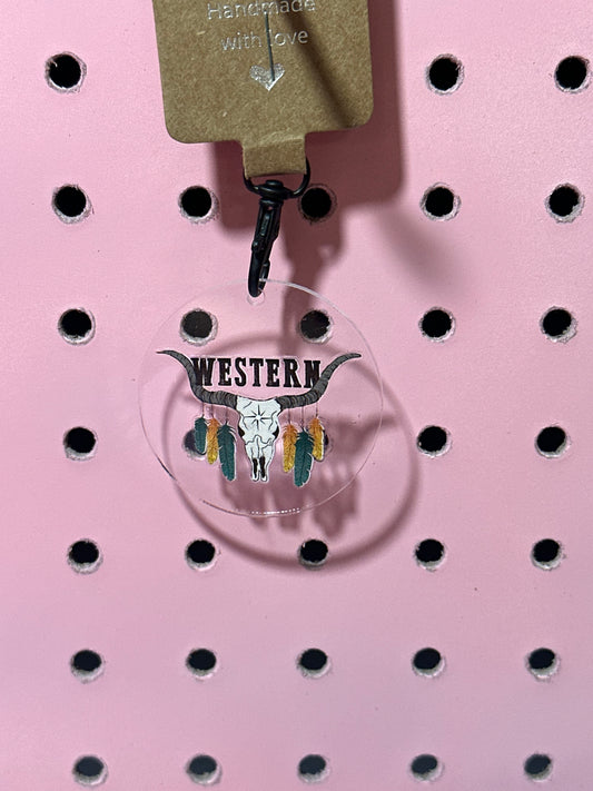 Western Steerhead Feather Acrylic Keychain