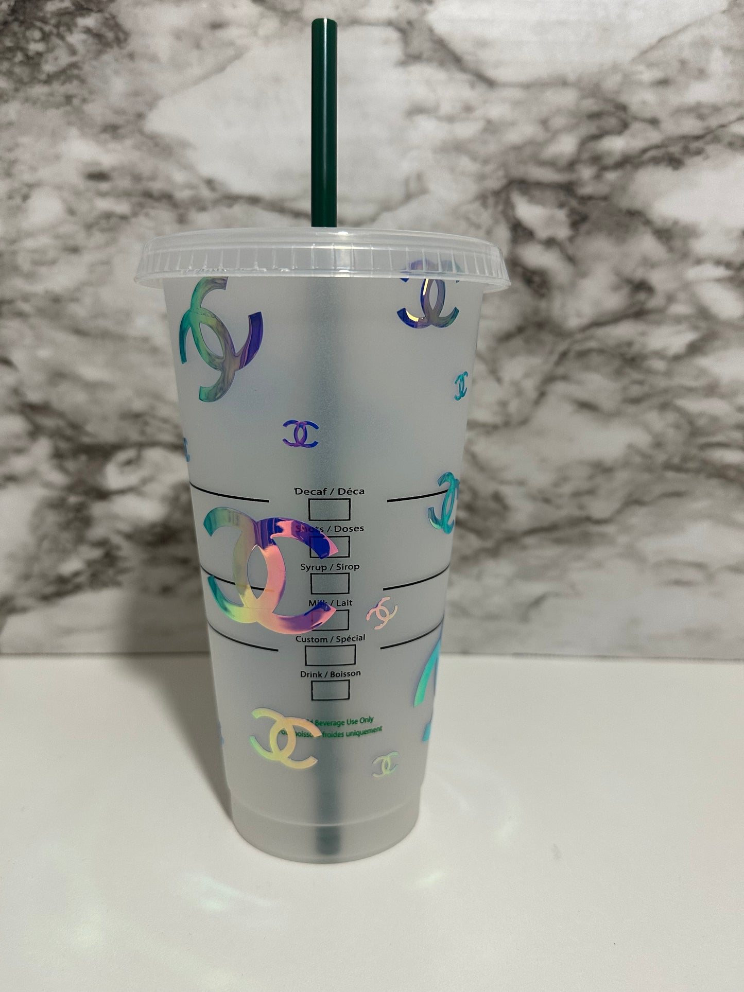 Luxury CC Cup w Straw, Iridescent
