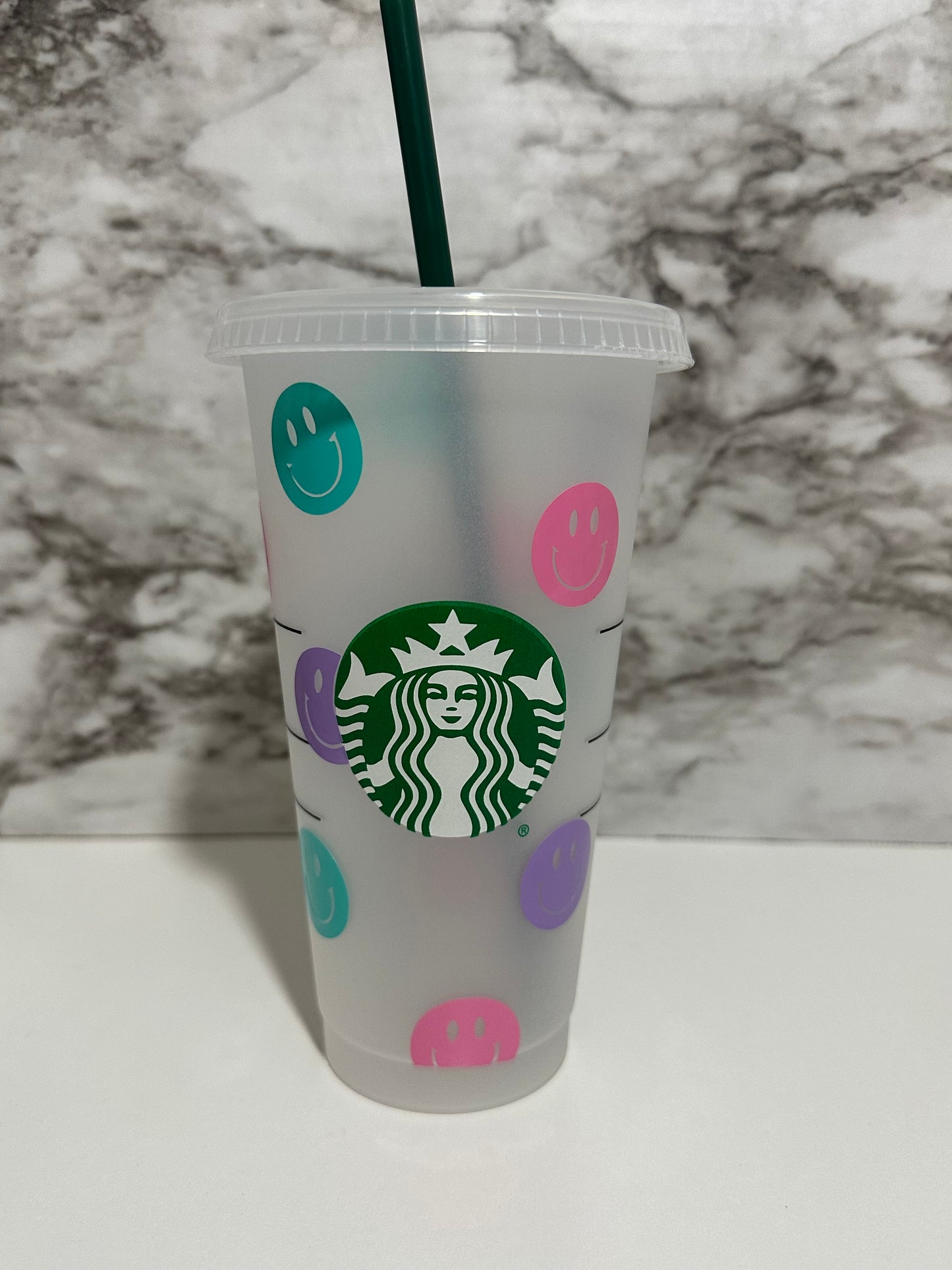 Retro Smiley Cup w Straw