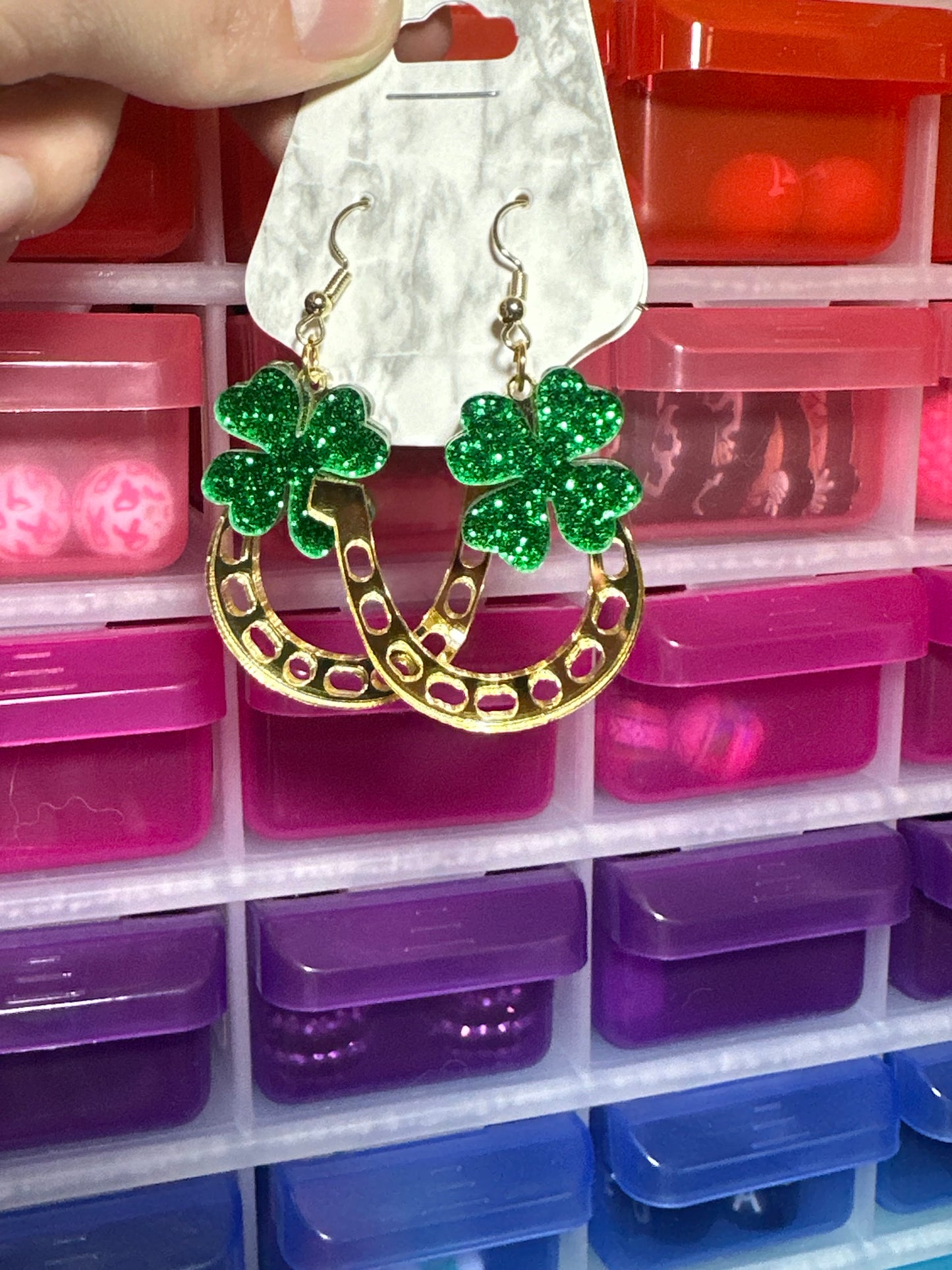 Saint Patrick’s day horseshoe earrings