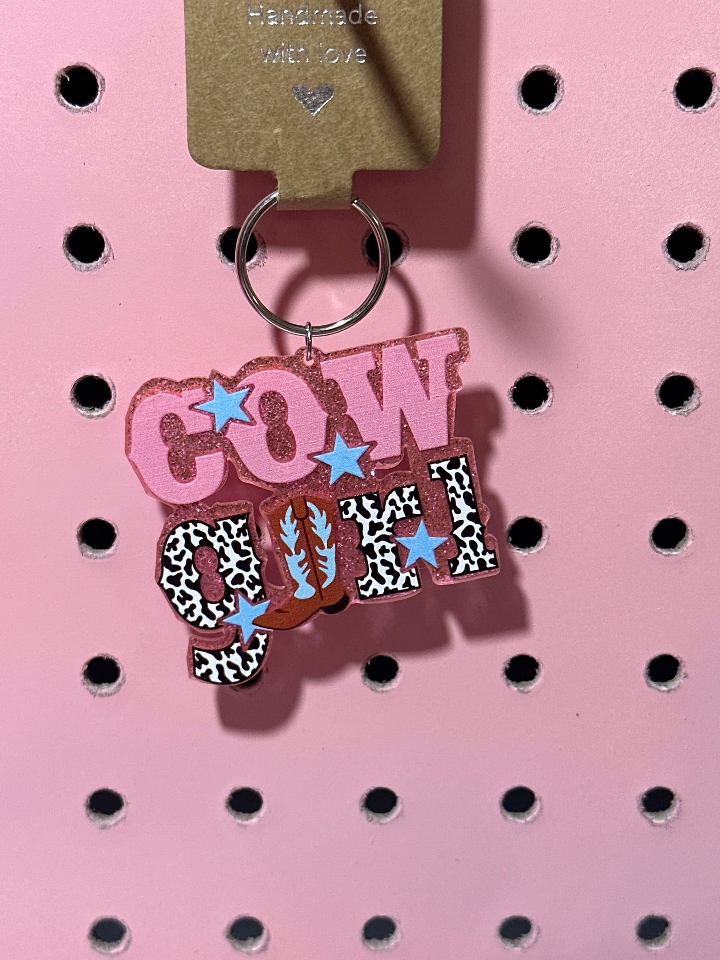 Cow Girl Keychain, Pink