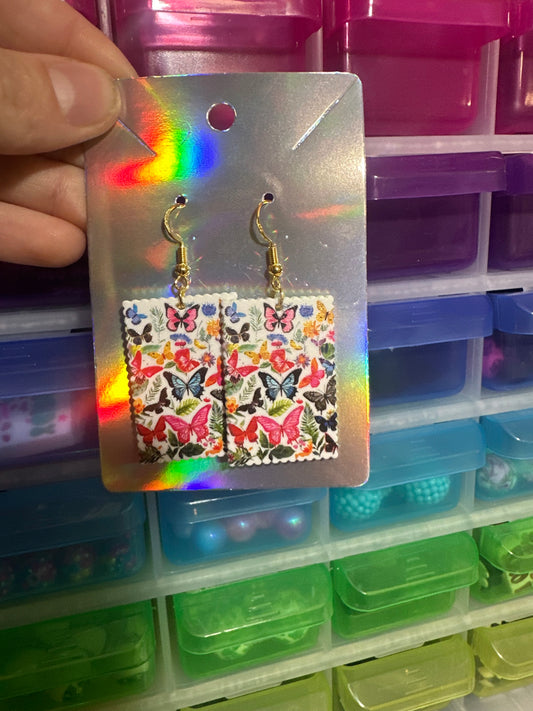 Butterfly square earrings