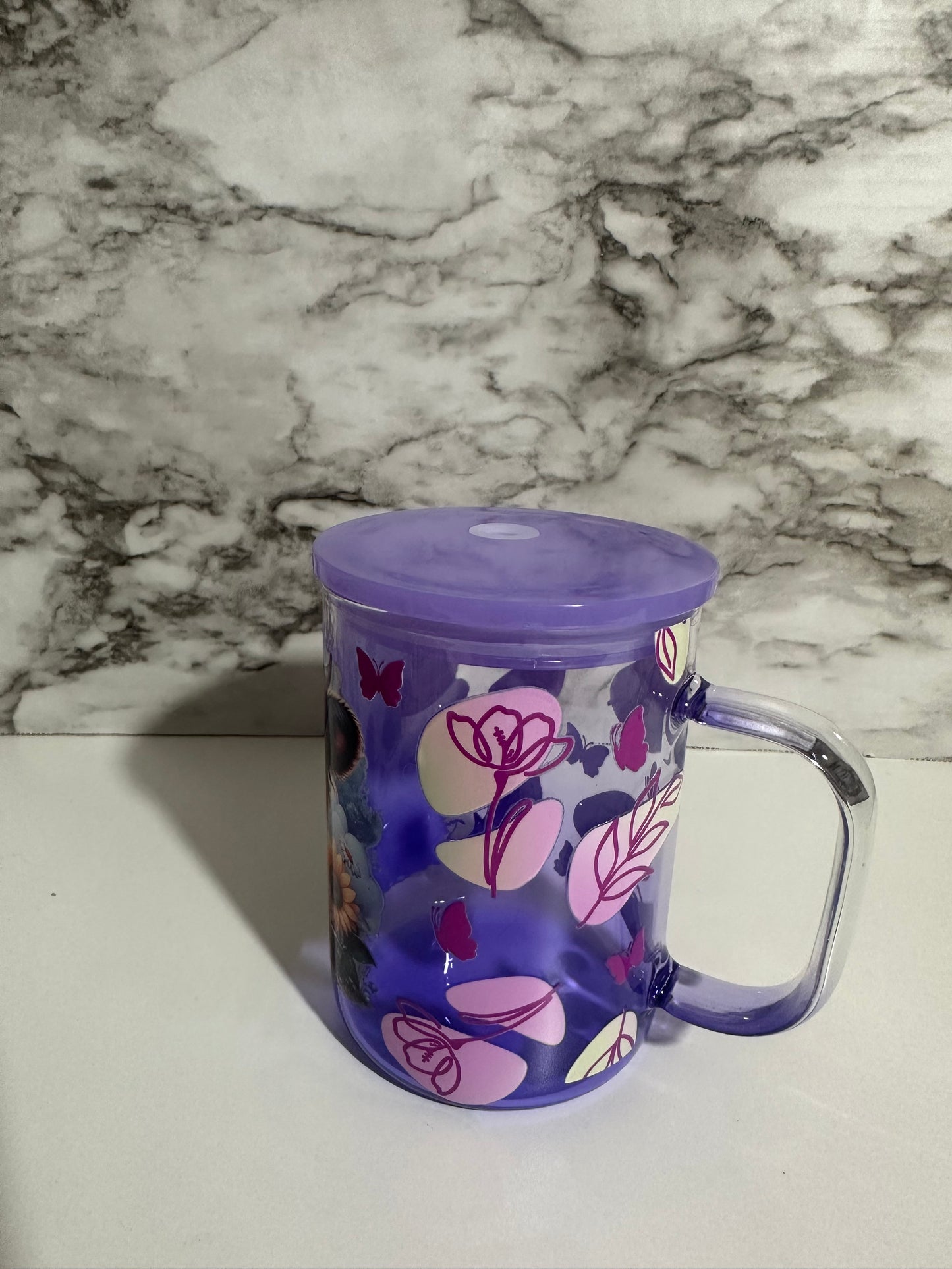Mini Moo & Floral, Purple Mug Cup