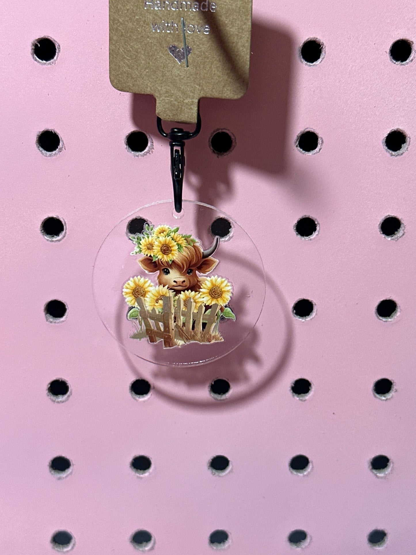Sunflower Cow Acrylic Keychain