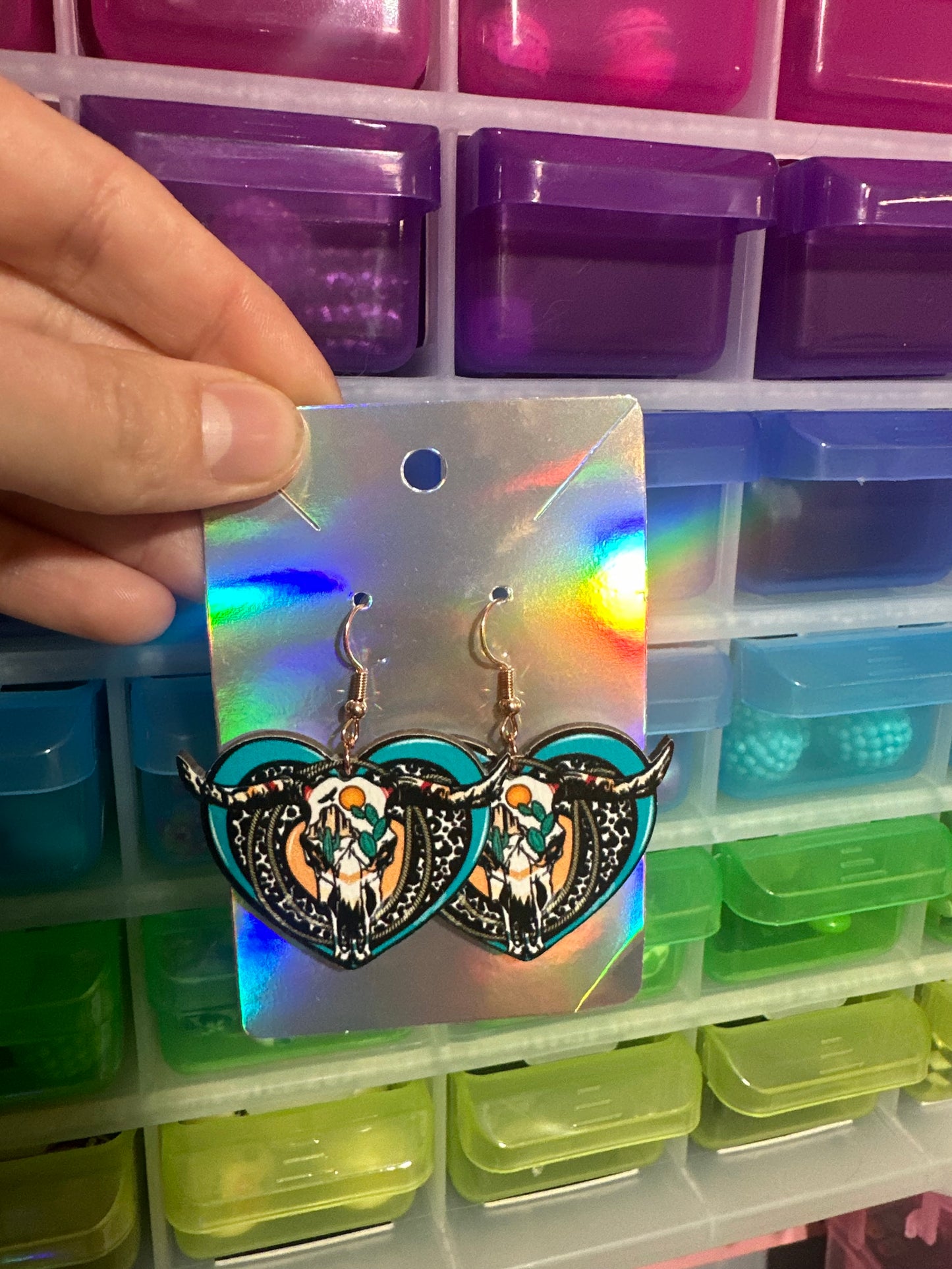 Longhorn heart earrings