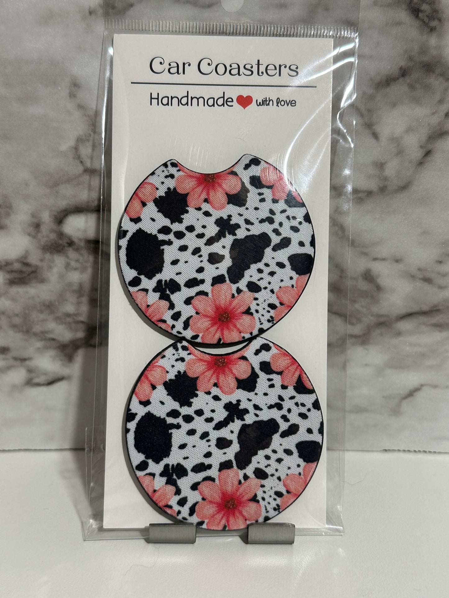 Cow & Floral Car Coasters