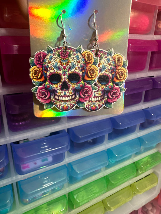 Sugar Skull Floral Earrings