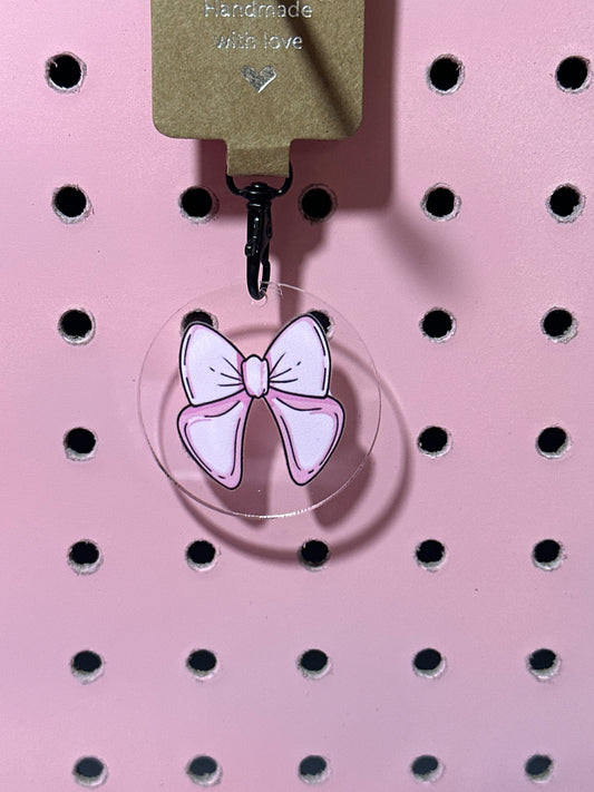 Coquette Bow Acrylic Keychain, Light Pink