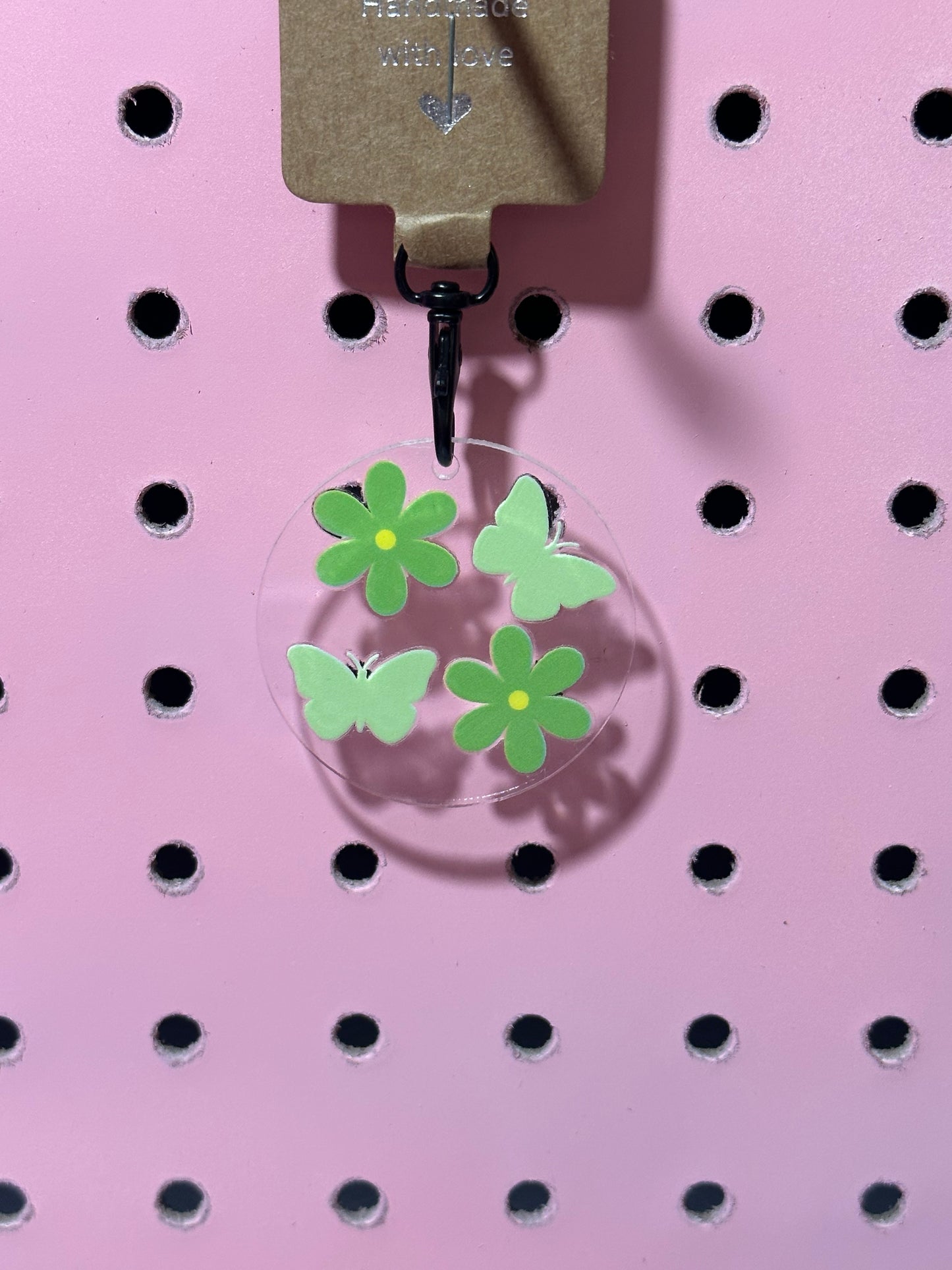 Retro Floral & Butterfly Acrylic Keychain