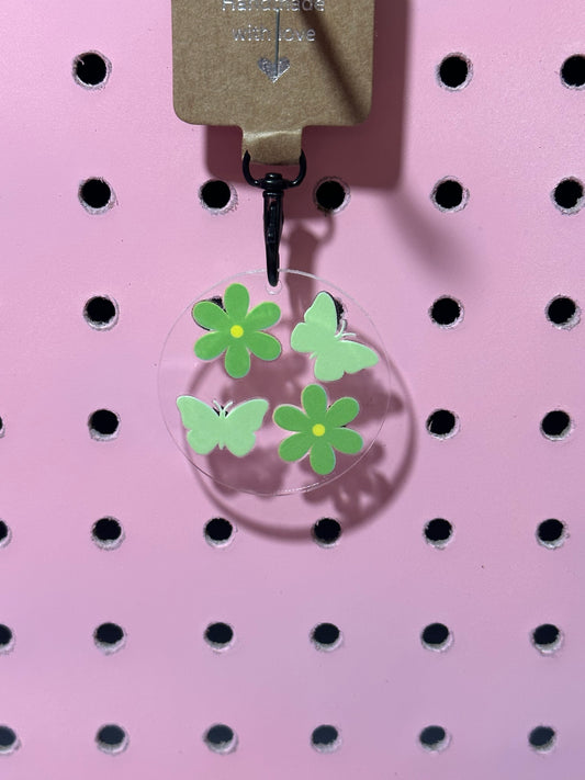 Retro Floral & Butterfly Acrylic Keychain
