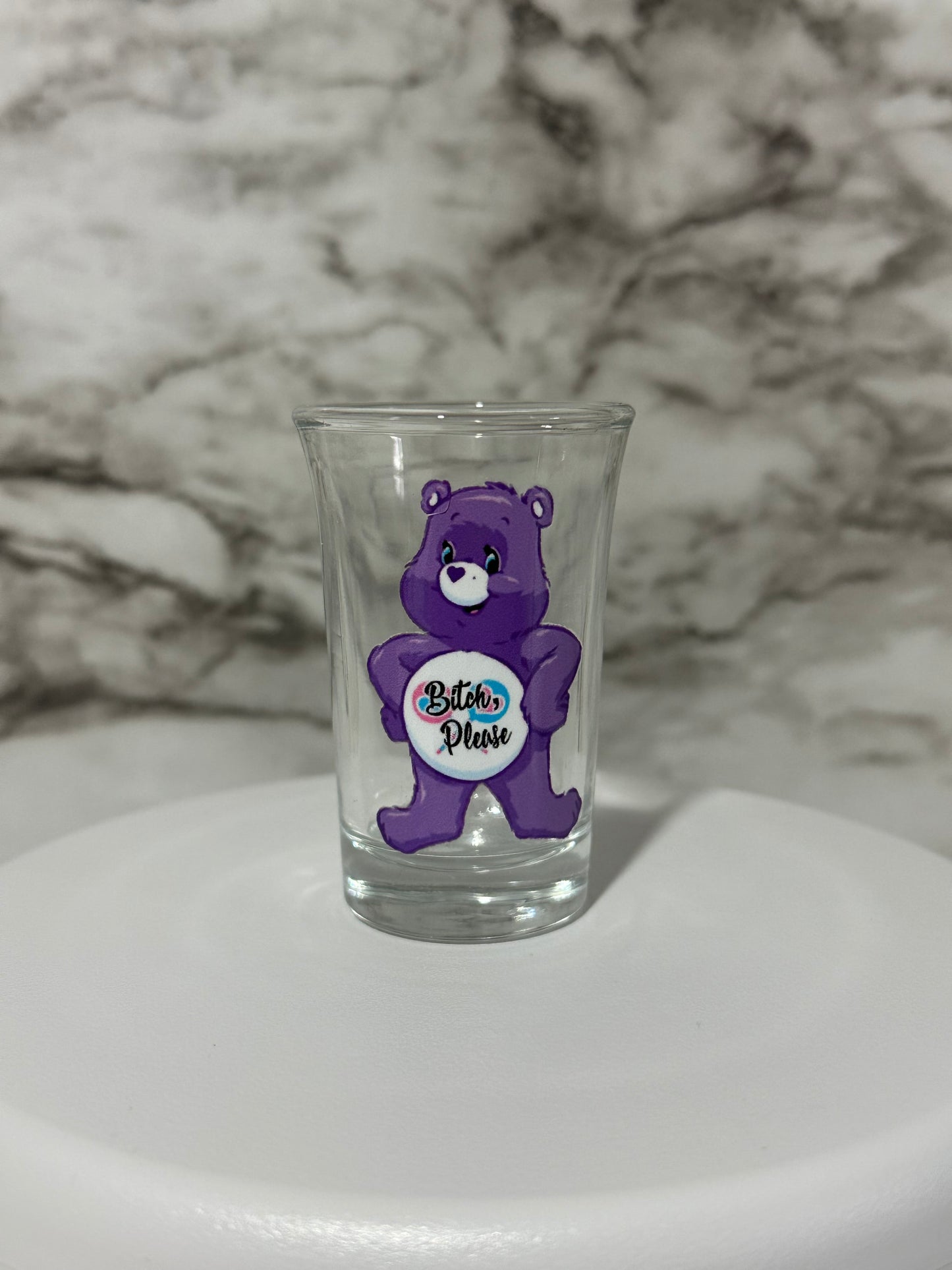 Carebear Shot Glass, B*tch Please Shot Glass Purple