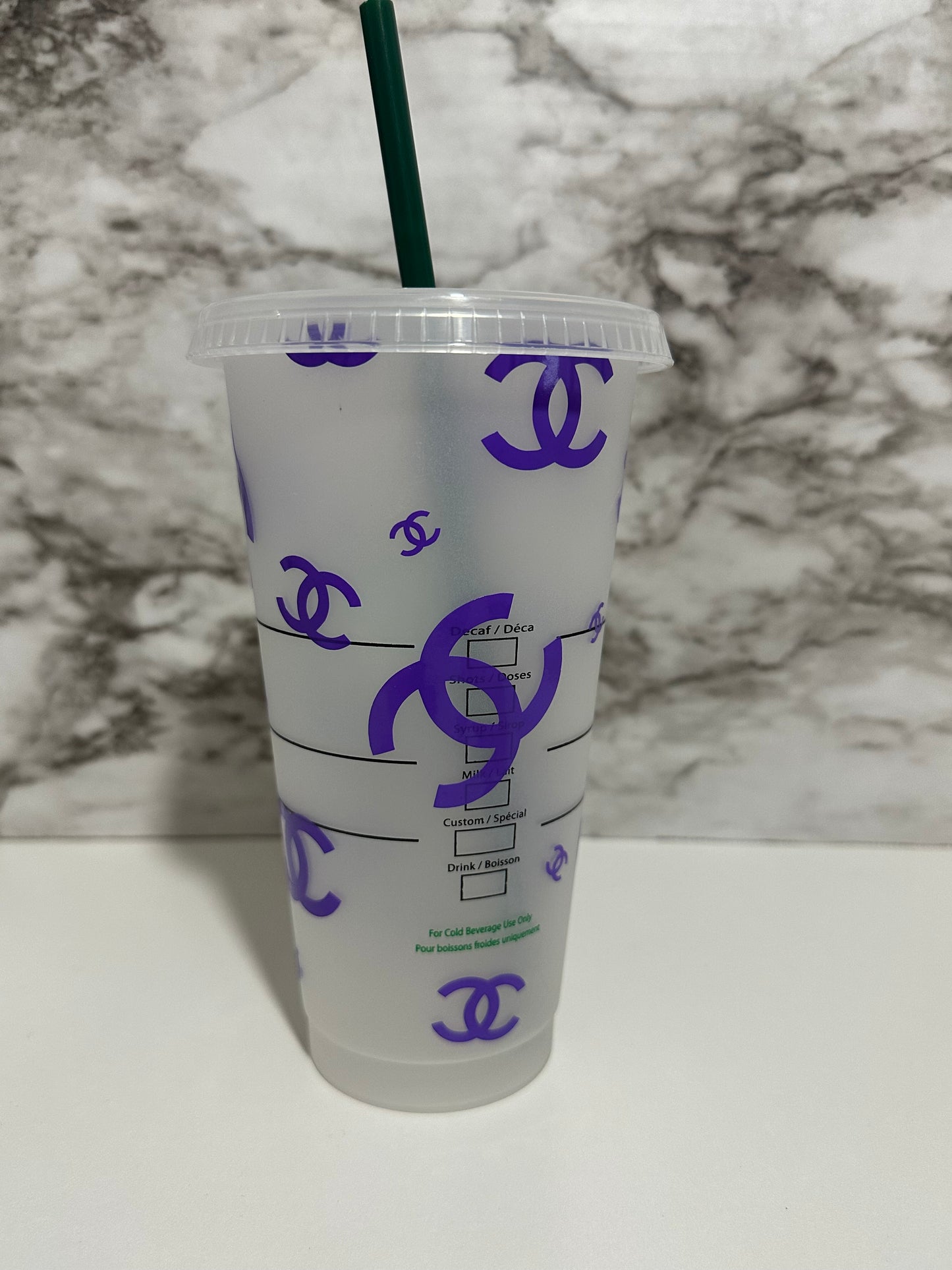 Luxury CC Cup w Straw, Purple