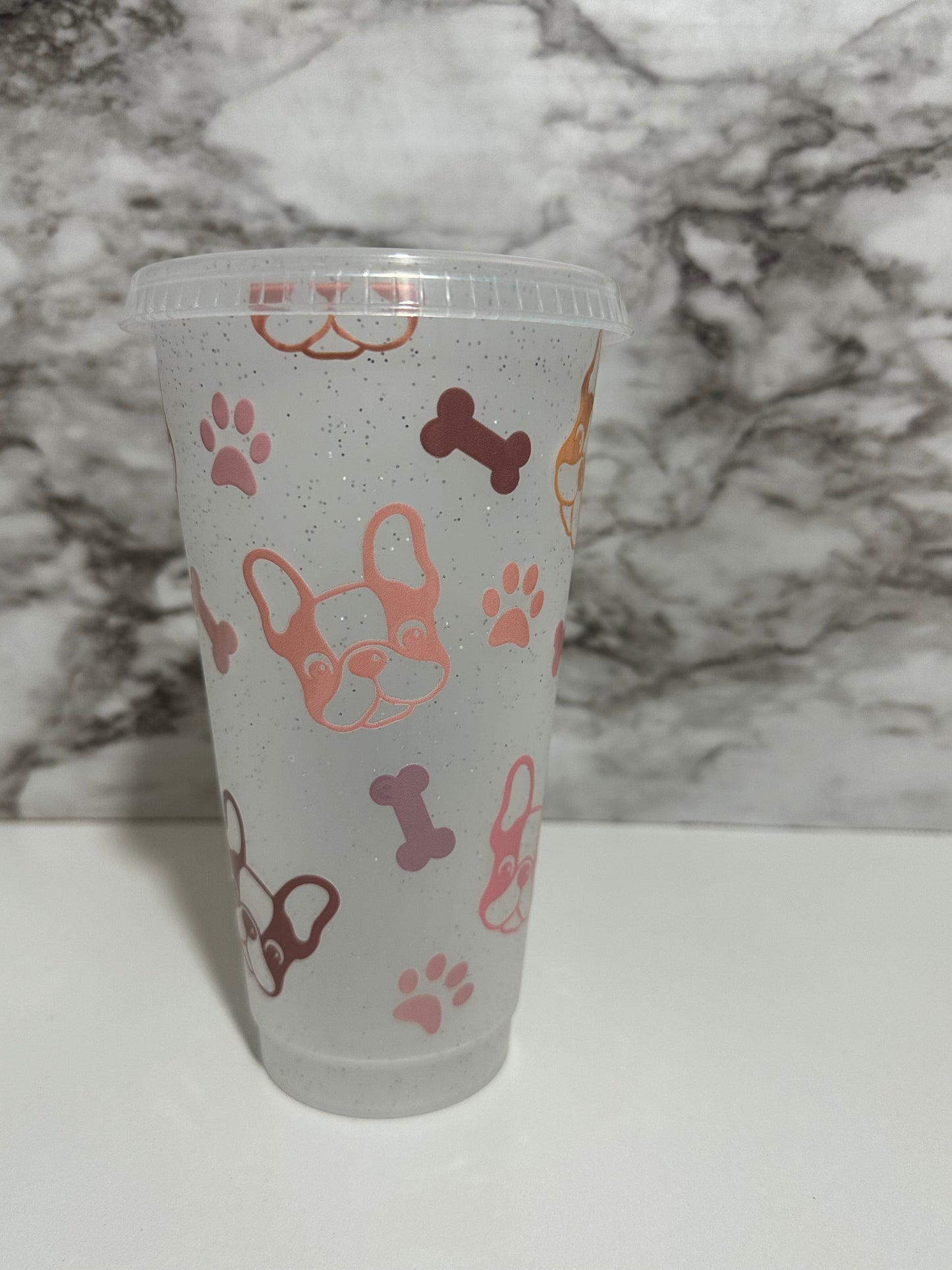 Dog Lover Cup w Straw, Frenchie