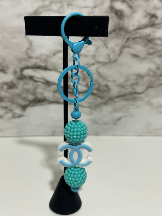 Bedazzled CC Keychain, Blue
