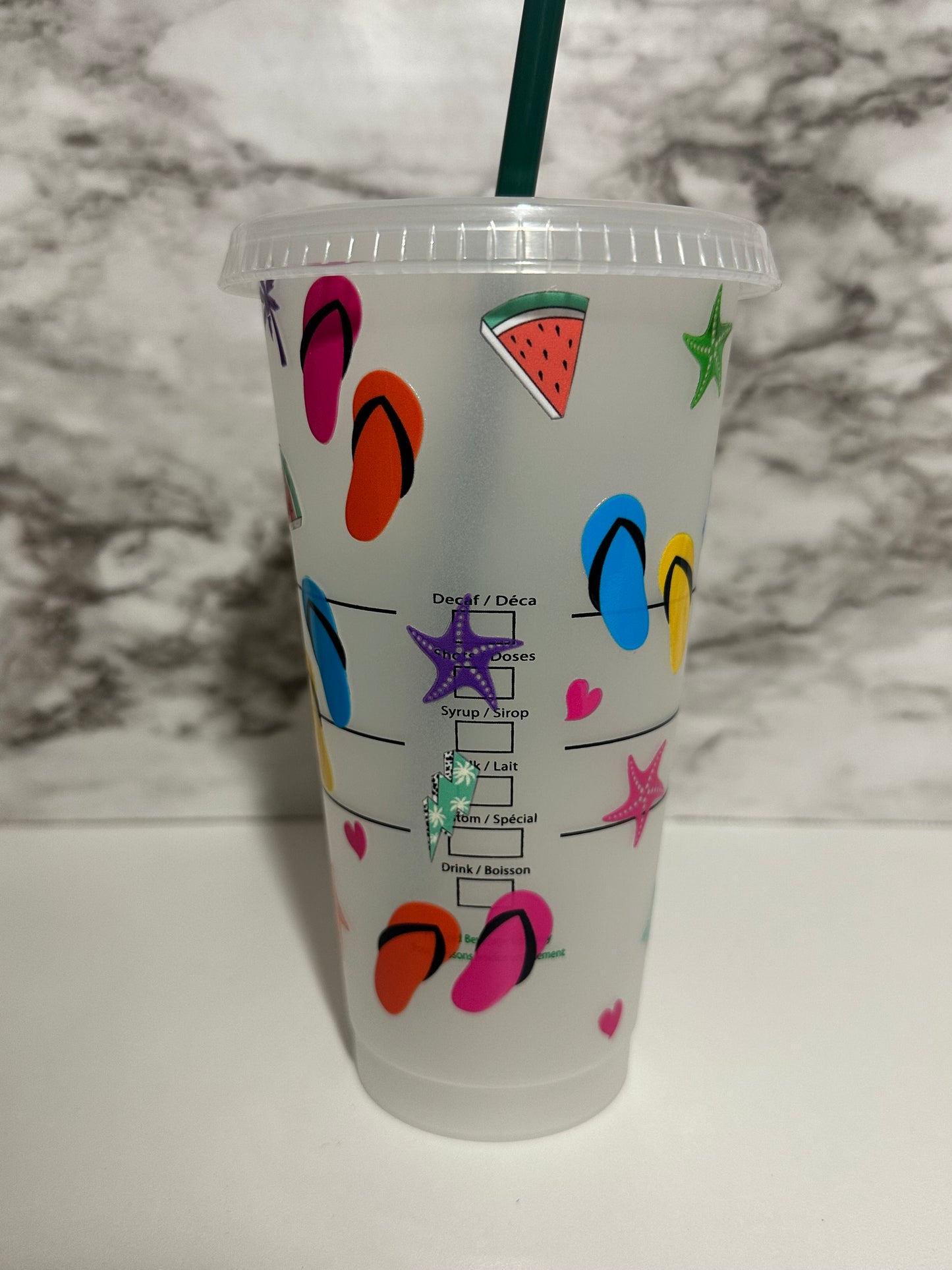 Summer Flip Flops, Cup w Straw