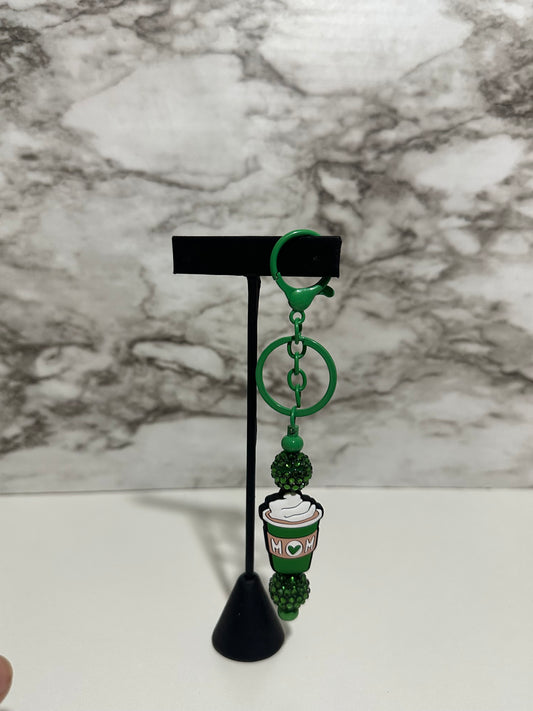 Coffee Mom Cup Keychain, Green