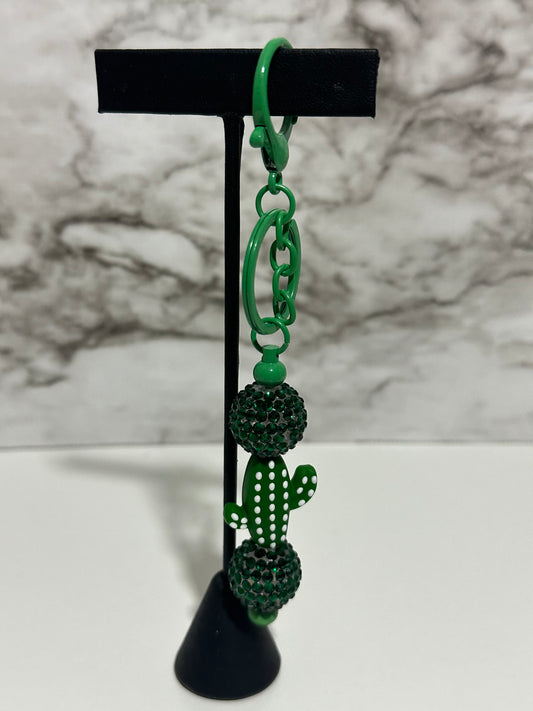Bedazzled Cactus Keychain