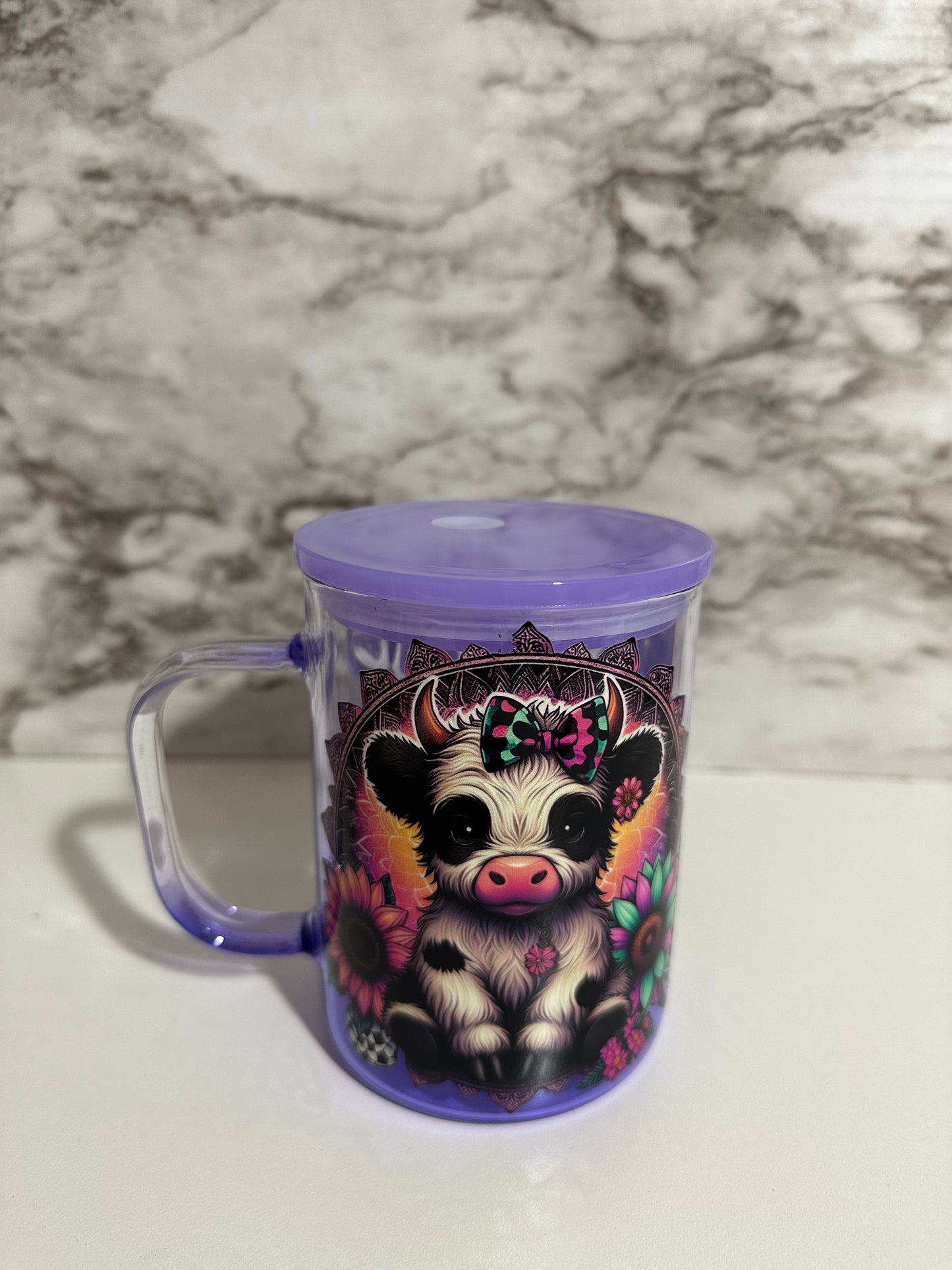 Bit of a Mess Cow Mug Cup, Purple