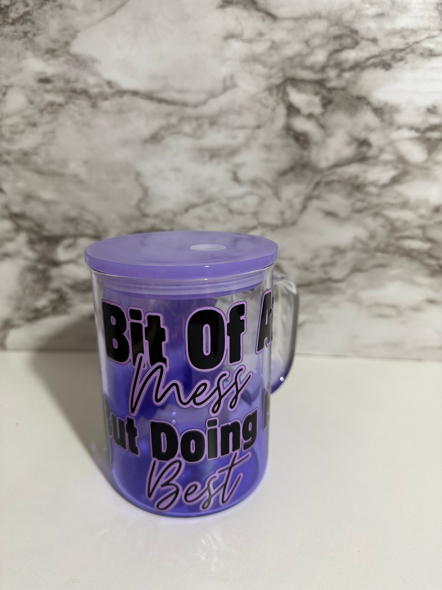Bit of a Mess Cow Mug Cup, Purple