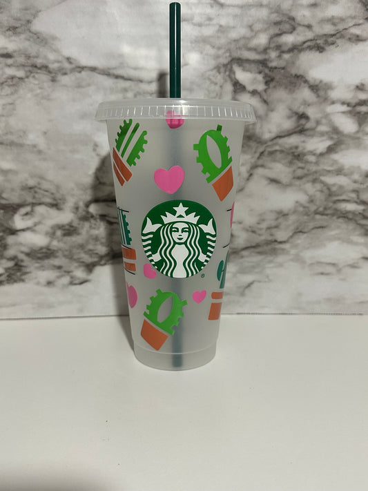 Succelent Lover Cup w Straw